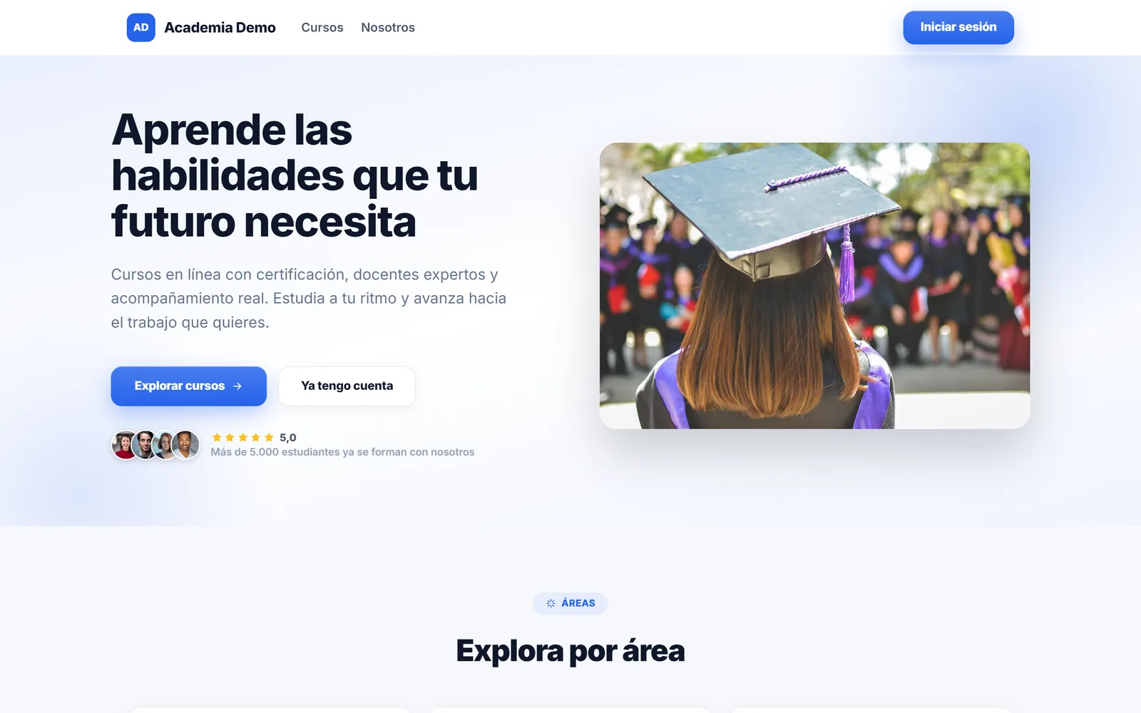 Academia de una OTEC publicada con Talemy, con marca propia